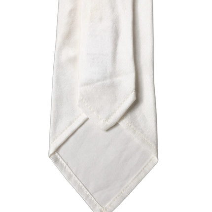 Dolce & Gabbana White Solid Silk Blend Adjustable Men Tied Necktie Tie