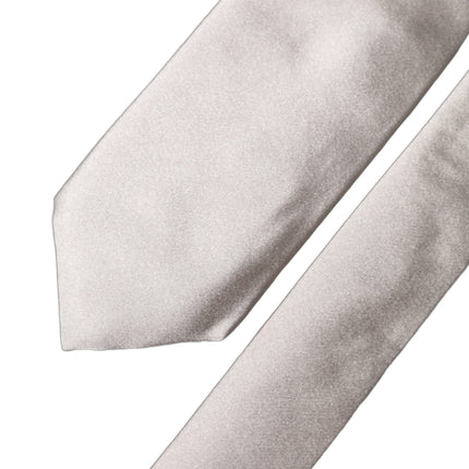 Dolce & Gabbana Light Gray Silk Satin Wide Adjustable Men Necktie Tie