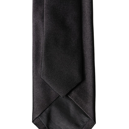 Dolce & Gabbana Black Solid 100% Silk Adjustable Men Tied Necktie Tie