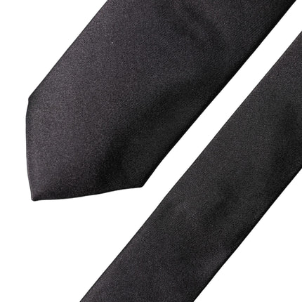 Dolce & Gabbana Black Solid 100% Silk Adjustable Men Tied Necktie Tie