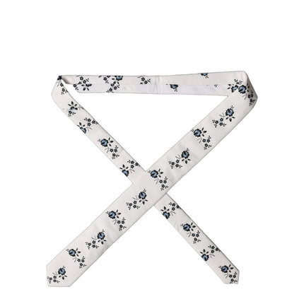 Dolce & Gabbana White Floral Fantasy Cotton Adjustable Men Necktie Tie