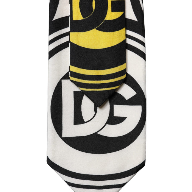 Dolce & Gabbana Multicolor Monogram Print Silk Adjustable Men Necktie Tie