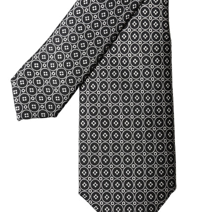 Dolce & Gabbana Black White Patterned Silk Adjustable Men Necktie Tie