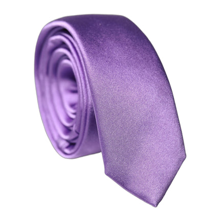 Dolce & Gabbana Purple Solid 100% Silk Adjustable Men Tied Necktie Tie