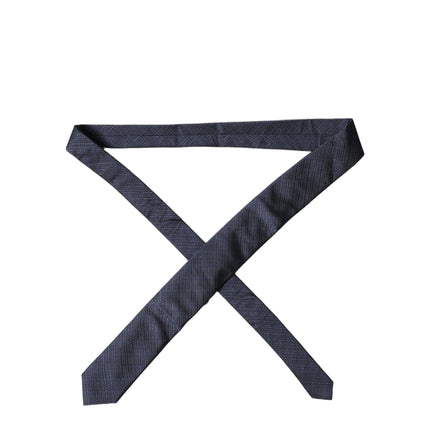 Dolce & Gabbana Navy Blue Textured Silk Adjustable Men Tied Necktie Tie