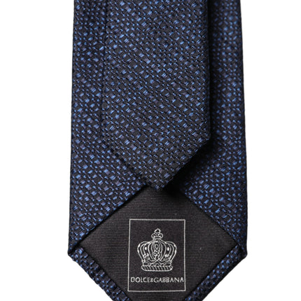 Dolce & Gabbana Navy Blue Textured Silk Adjustable Men Tied Necktie Tie