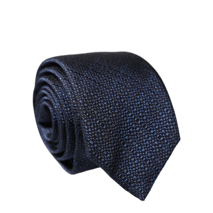 Dolce & Gabbana Navy Blue Textured Silk Adjustable Men Tied Necktie Tie