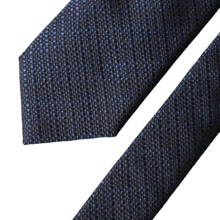 Dolce & Gabbana Navy Blue Textured Silk Adjustable Men Tied Necktie Tie