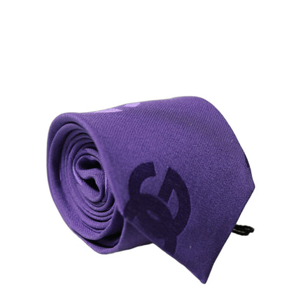 Dolce & Gabbana Purple DG Logo Monogram Silk Adjustable Men Necktie Tie