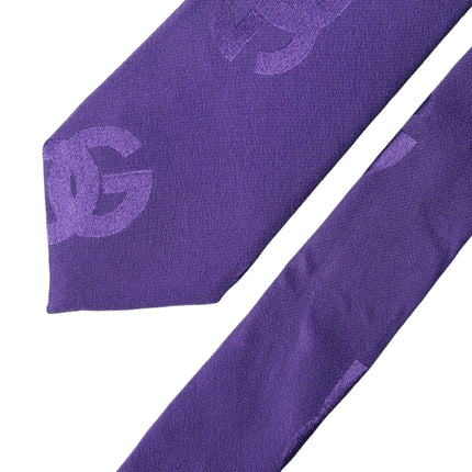 Dolce & Gabbana Purple DG Logo Monogram Silk Adjustable Men Necktie Tie