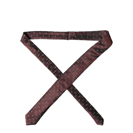 Dolce & Gabbana Burgundy Logo Monogram Silk Adjustable Men Necktie Tie