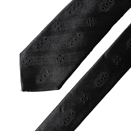 Dolce & Gabbana Black Patterned 100% Silk Adjustable Men Necktie Tie