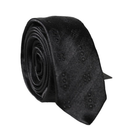 Dolce & Gabbana Black Patterned 100% Silk Adjustable Men Necktie Tie