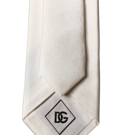 Dolce & Gabbana Off White DG Embroidery Silk Adjustable Men Necktie Tie