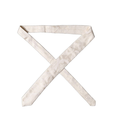 Dolce & Gabbana Off White Floral Silk Adjustable Men Tied Necktie Tie