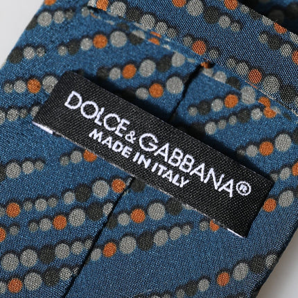 Dolce & Gabbana Blue Patterned 100% Silk Adjustable Men Tied Necktie Tie