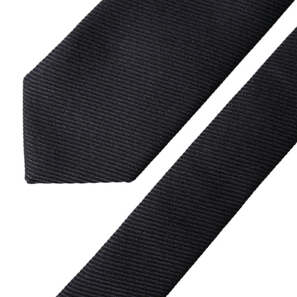 Dolce & Gabbana Black Solid 100% Silk Adjustable Men Tied Necktie Tie