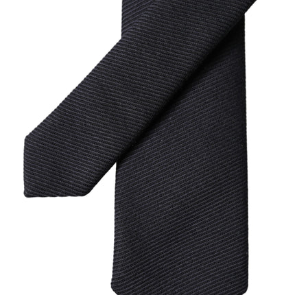 Dolce & Gabbana Black Solid 100% Silk Adjustable Men Tied Necktie Tie