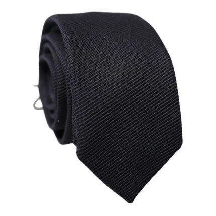Dolce & Gabbana Black Solid 100% Silk Adjustable Men Tied Necktie Tie