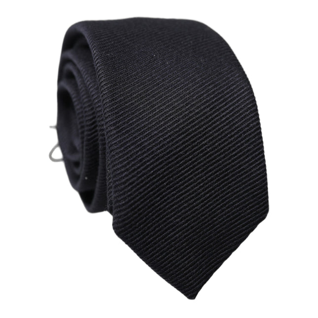 Dolce & Gabbana Black Solid 100% Silk Adjustable Men Tied Necktie Tie