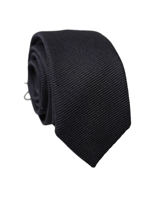 Dolce & Gabbana Black Solid 100% Silk Adjustable Men Tied Necktie Tie