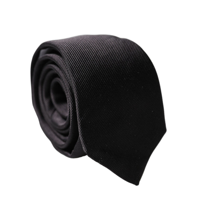 Dolce & Gabbana Black Solid 100% Silk Adjustable Men Tied Necktie Tie