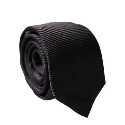 Dolce & Gabbana Black Solid 100% Silk Adjustable Men Tied Necktie Tie