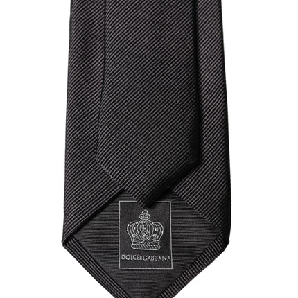 Dolce & Gabbana Black Solid 100% Silk Adjustable Men Tied Necktie Tie