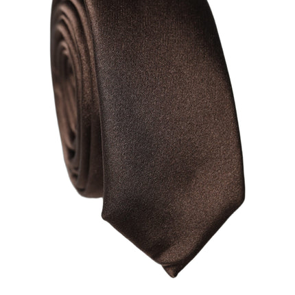 Dolce & Gabbana Brown Solid 100% Silk Adjustable Men Tied Necktie Tie