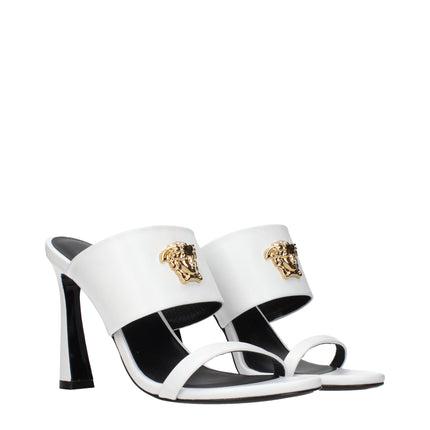 Versace White Leather Stiletto Heel Sandals