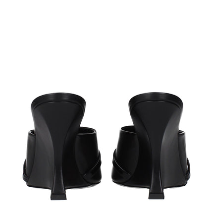 Versace Black Leather Wedge Sandals
