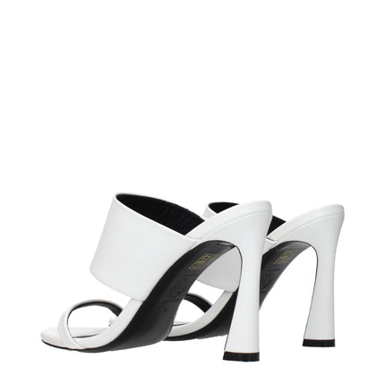 Versace White Leather Stiletto Heel Sandals