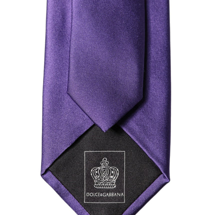 Dolce & Gabbana Purple Satin 100% Silk Adjustable Men Tied Necktie Tie