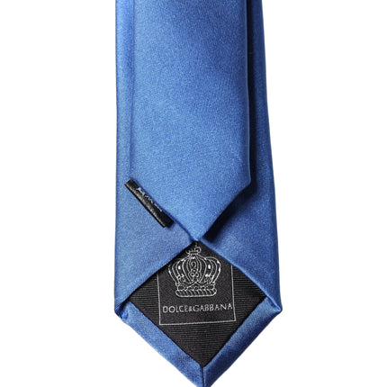 Dolce & Gabbana Blue Satin 100% Silk Adjustable Men Tied Necktie Tie