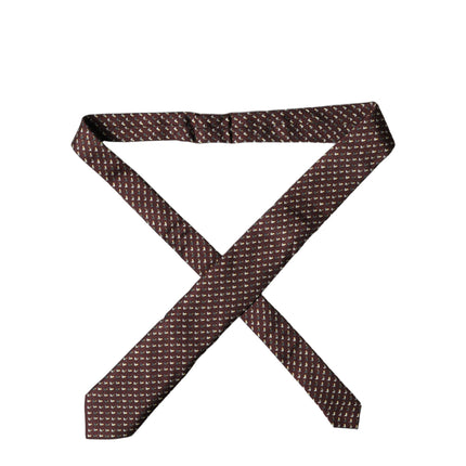 Dolce & Gabbana Burgundy Geometric Silk Adjustable Men Tied Necktie Tie