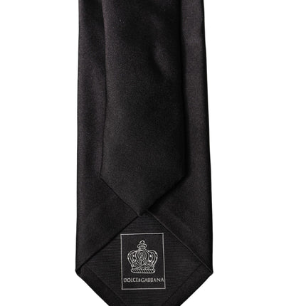 Dolce & Gabbana Black Solid Silk Satin Wide Adjustable Men Necktie Tie