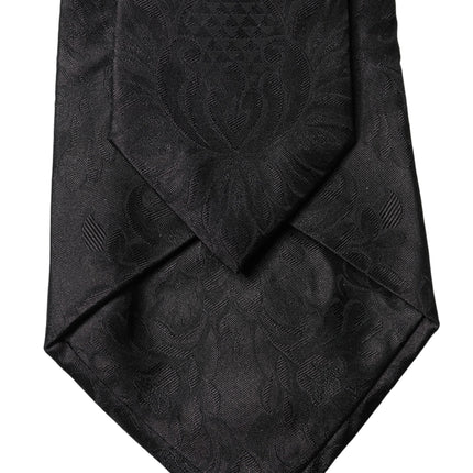 Dolce & Gabbana Black Paisley Woven Silk Adjustable Women Necktie Tie