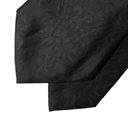 Dolce & Gabbana Black Paisley Woven Silk Adjustable Women Necktie Tie
