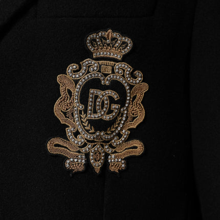 Dolce & Gabbana Black Heraldic Patch Single Breasted Jacket