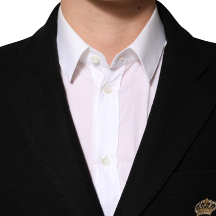 Dolce & Gabbana Black Heraldic Patch Single Breasted Jacket