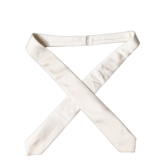 Dolce & Gabbana Off White Satin Silk Adjustable Women Tied Necktie Tie