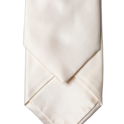 Dolce & Gabbana Off White Satin Silk Adjustable Women Tied Necktie Tie
