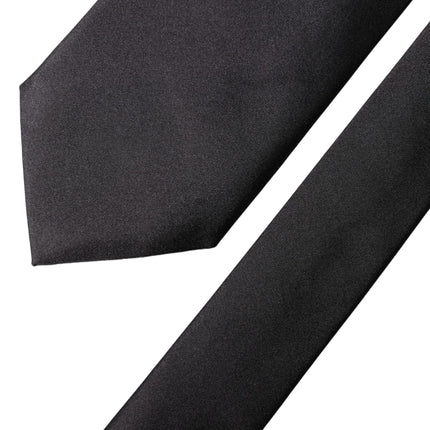 Dolce & Gabbana Black Satin 100% Silk Adjustable Women Tied Necktie Tie