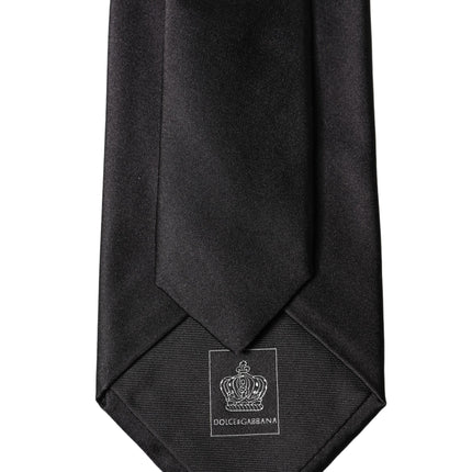Dolce & Gabbana Black Satin 100% Silk Adjustable Women Tied Necktie Tie