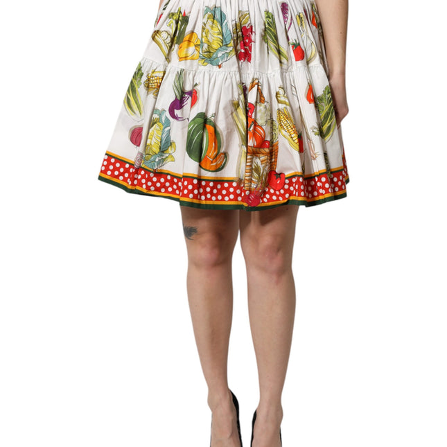 Dolce & Gabbana Multicolor Vegetable Print Short Poplin Mini Skirt