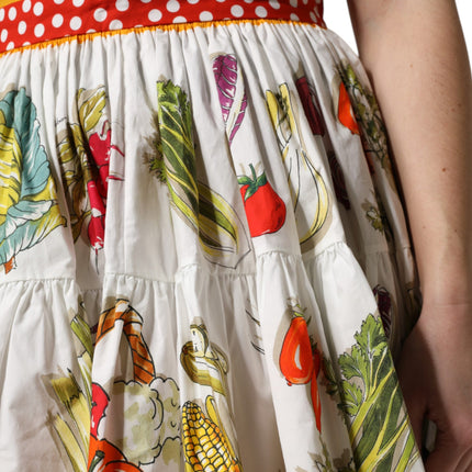 Dolce & Gabbana Multicolor Vegetable Print Short Poplin Mini Skirt
