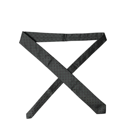 Dolce & Gabbana Black Geometric Silk Adjustable Men Tied Necktie Tie
