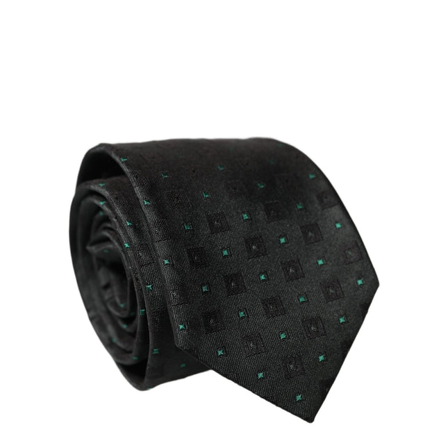 Dolce & Gabbana Black Geometric Silk Adjustable Men Tied Necktie Tie