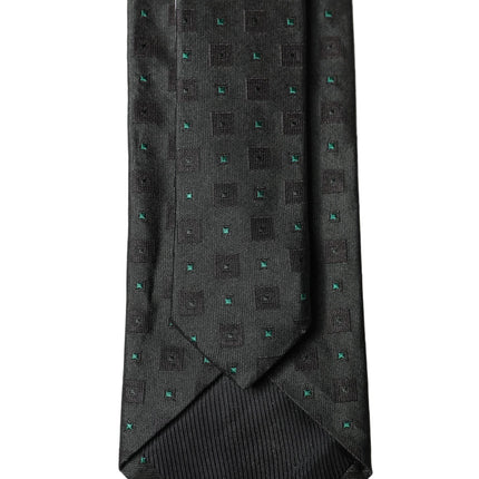 Dolce & Gabbana Black Geometric Silk Adjustable Men Tied Necktie Tie