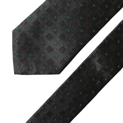 Dolce & Gabbana Black Geometric Silk Adjustable Men Tied Necktie Tie